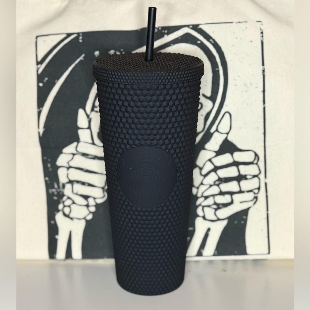 Black Green Starbucks Textured Tumbler with Straw